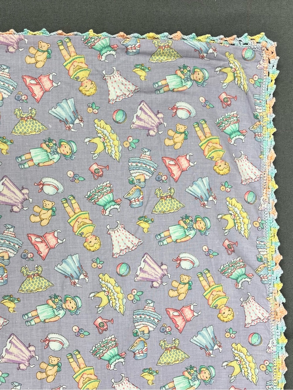 Daisy Kingdom Patty’s Paper Dolls Homemade Baby Toddler Blanket Crochet Edge